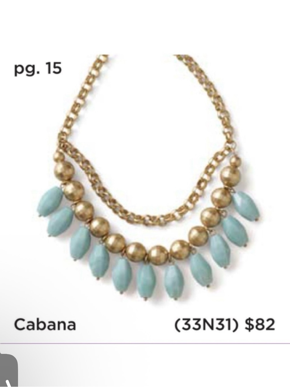 Lia Sophia Cabana necklace Gold & Light Blue Beaded Necklace NWT (retail $82)